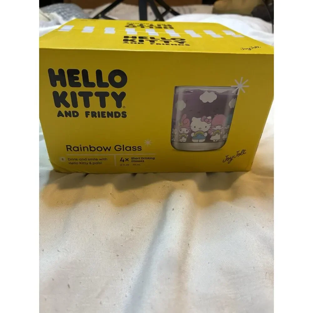 New In Box Hello Kitty Rainbow Drinking Glasses